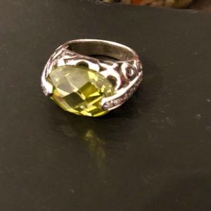 Ring sterling and greens gema and zirconium